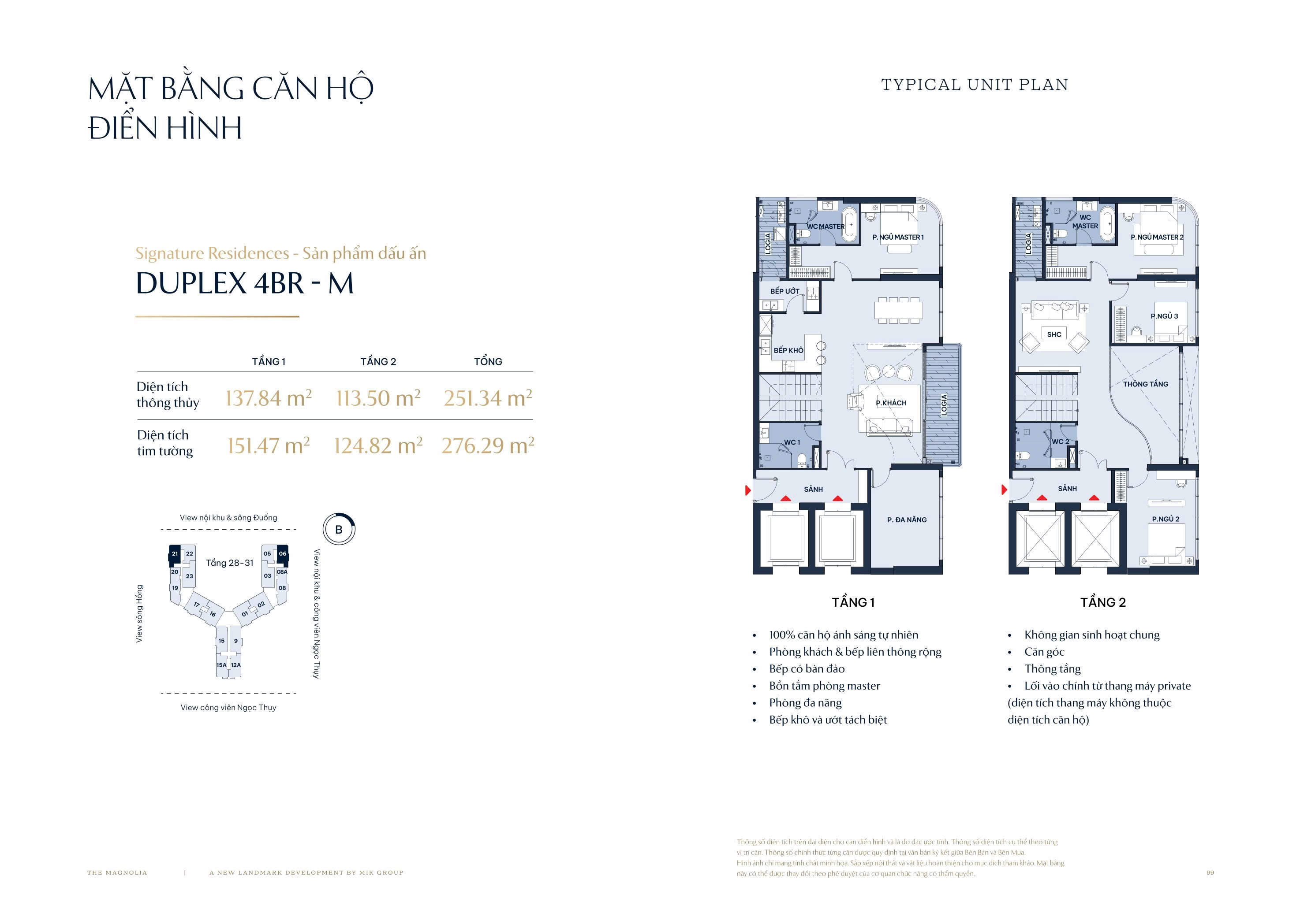 Mặt Bằng Căn Hộ Duplex 4BR The Magnolia