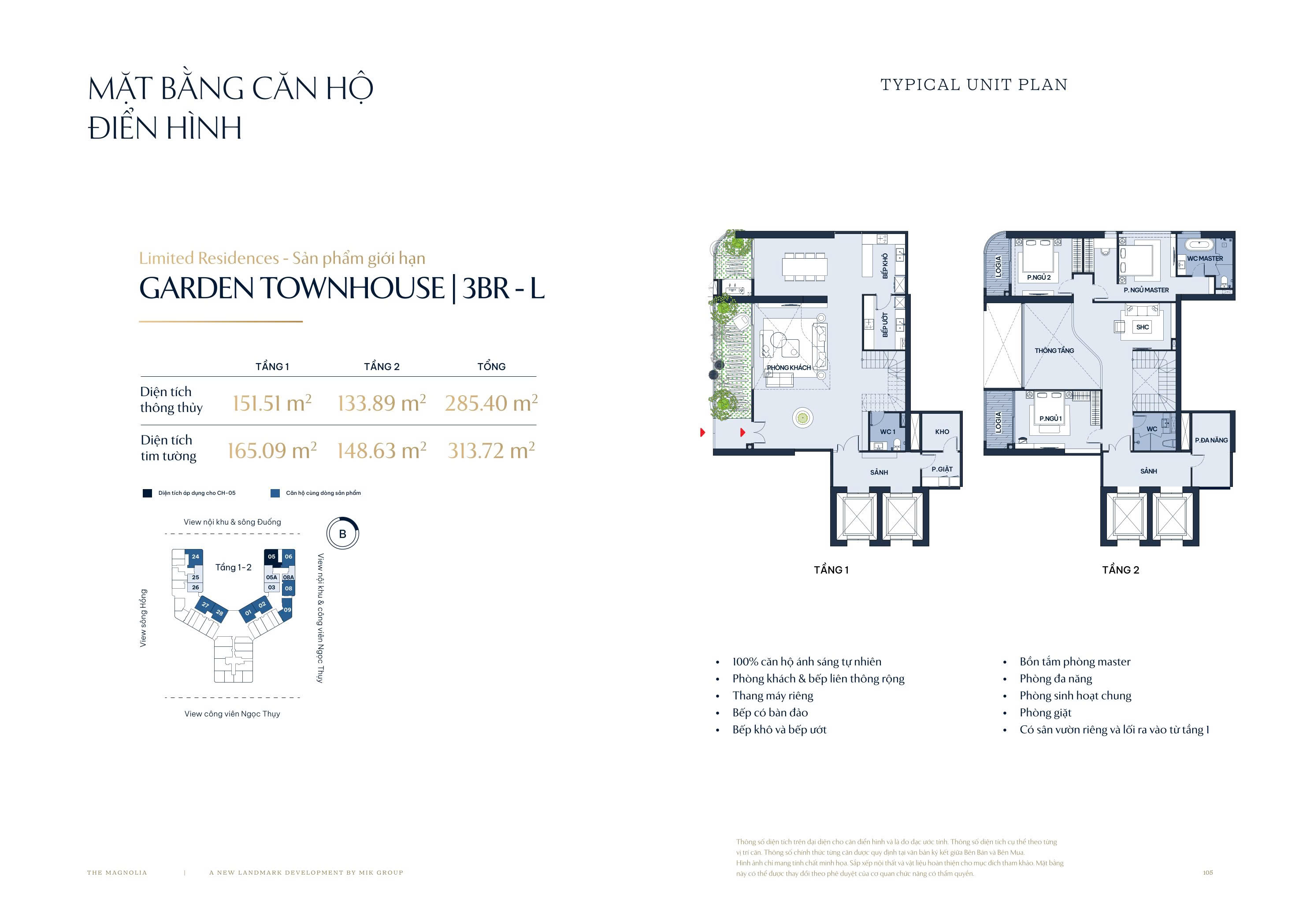 Mặt Bằng Garden Townhouse 3BR-L The Magnolia